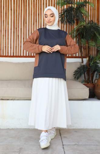 Women`s Two Color Sweat 1701-03 Brown 1701-03