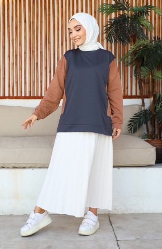 Women`s Two Color Sweat 1701-03 Brown 1701-03