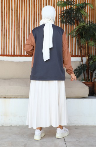 Women`s Two Color Sweat 1701-03 Brown 1701-03