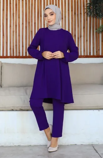 Tunika-Hose Mit Elastischen Ärmeln Doppelanzug 1009-01 Lila 1009-01