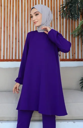 Tunika-Hose Mit Elastischen Ärmeln Doppelanzug 1009-01 Lila 1009-01