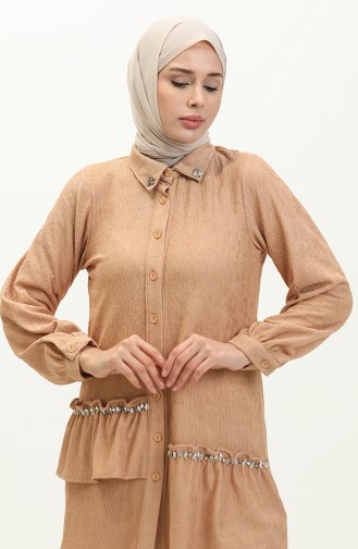 Taşlı Tunik Pantolon İkili Takım 24K9083-02 Camel