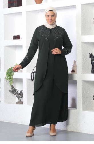 Steinbesticktes Hijab-Abendkleid In Khaki 2021SMR.HAK