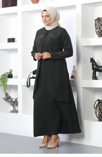 Steinbesticktes Hijab-Abendkleid In Khaki 2021SMR.HAK