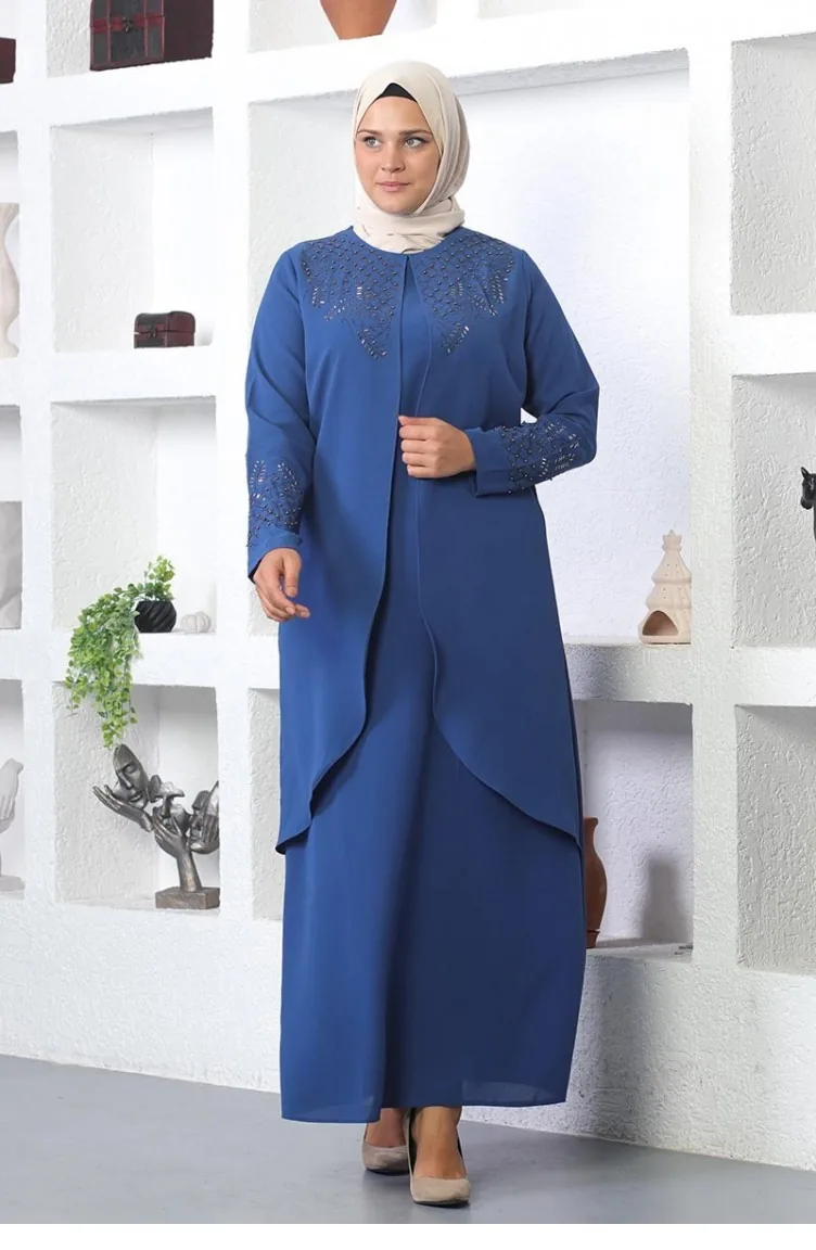 Steinbesticktes Hijab-Abendkleid Indigo 2021SMR.ING