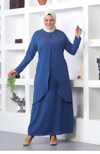 Steinbesticktes Hijab-Abendkleid Indigo 2021SMR.ING