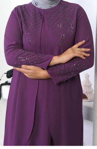 Steinbesticktes Hijab-Kleid Pflaume 2021SMR.MRD