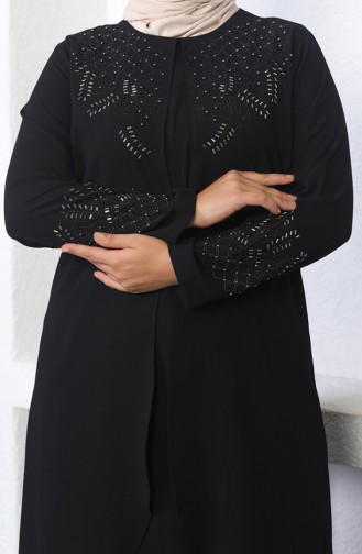 Steinbesticktes Hijab-Abendkleid In Schwarz 2021SMR.SYH