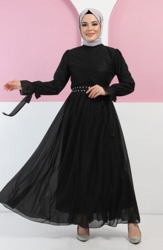 Black Hijab Evening Dress 13380