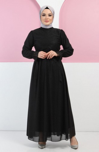 Black Hijab Evening Dress 13380