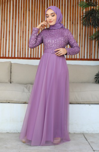 Abendkleid Mit Gürtel 5353-18 Dunkelrosa 5353-18