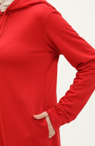 İki İplik Kapüşonlu Spor Elbise 0190-01 Kırmızı