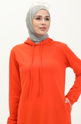 Zweifädiges Sportkleid Mit Kapuze 0190-02 Orange 0190-02