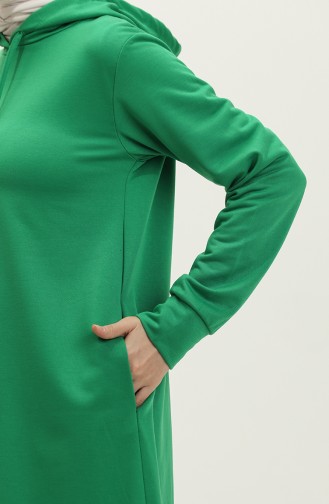 İki İplik Kapüşonlu Spor Elbise 0190-03 Yeşil