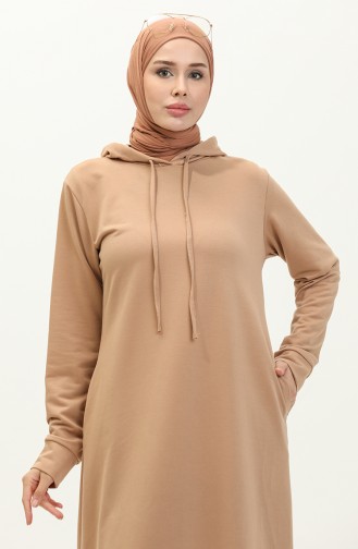 Two Thread Hooded Sports Dress 0190-08 Milky Coffee 0190-08