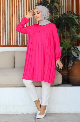 Women`s Pleated Tunic 12m05 12M05-03 Fuchsia 12M05-03