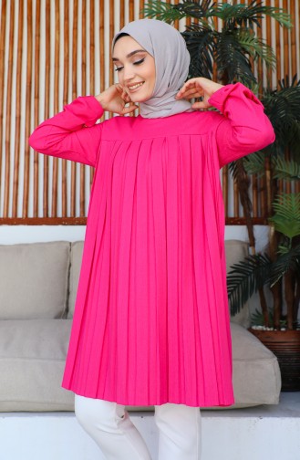 Women`s Pleated Tunic 12m05 12M05-03 Fuchsia 12M05-03