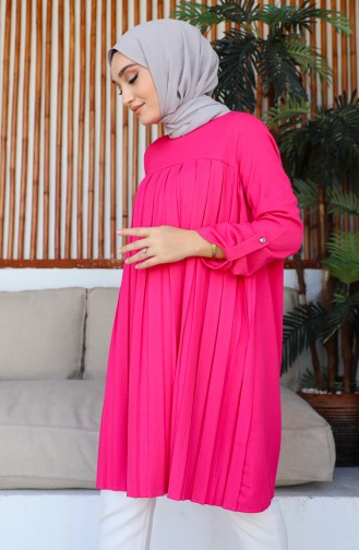 Women`s Pleated Tunic 12m05 12M05-03 Fuchsia 12M05-03