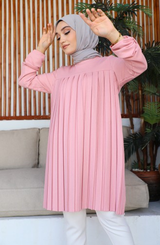 Women`s Pleated Tunic 12m05 12M05-06 Powder 12M05-06