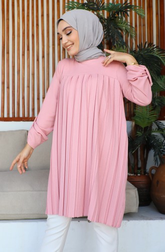 Women`s Pleated Tunic 12m05 12M05-06 Powder 12M05-06