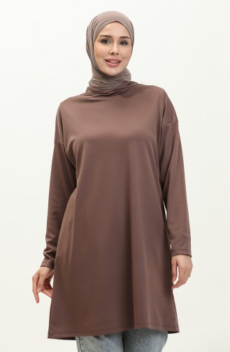 Hooded Seasonal Plain Tunic 8661-01 Brown 8661-01