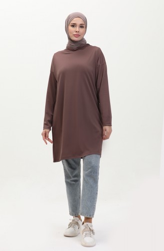 Hooded Seasonal Plain Tunic 8661-01 Brown 8661-01