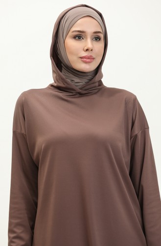 Hooded Seasonal Plain Tunic 8661-01 Brown 8661-01