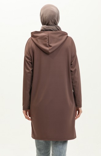 Hooded Seasonal Plain Tunic 8661-01 Brown 8661-01