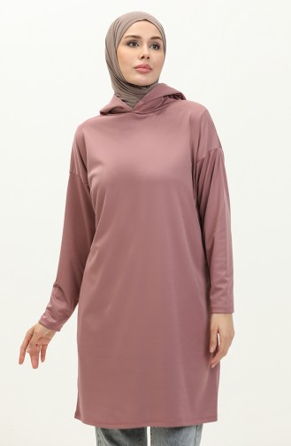 Hooded Seasonal Plain Tunic 8661-02 Dried Rose 8661-02