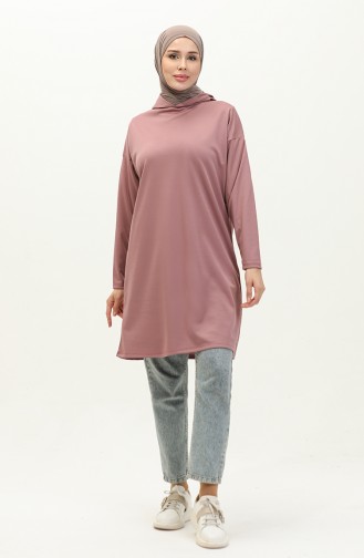 Hooded Seasonal Plain Tunic 8661-02 Dried Rose 8661-02