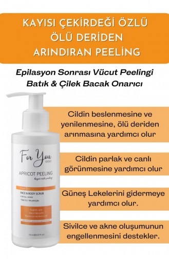 Kayısı Çekirdeği Özlü Ölü Deriden Arındıran Yenileyici Peeling Epilasyon Sonrası Vücut Peelingi Batık Çilek Bacak Onarıcı