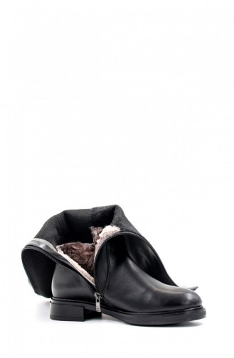 Overknee-Stiefel Für Damen Aus Echtem Leder Und Pelz 010Yza8411 Schwarz 010YZA8411.Siyah