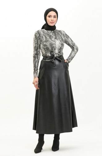 Faux Leather Pocket Skirt 24k1040-01 Black 24K1040-01