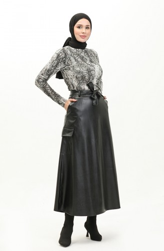 Faux Leather Pocket Skirt 24k1040-01 Black 24K1040-01