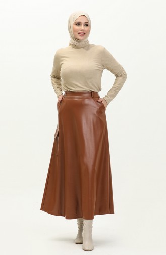 Faux Leather Pocket Skirt 24k1040-02 Tan 24K1040-02