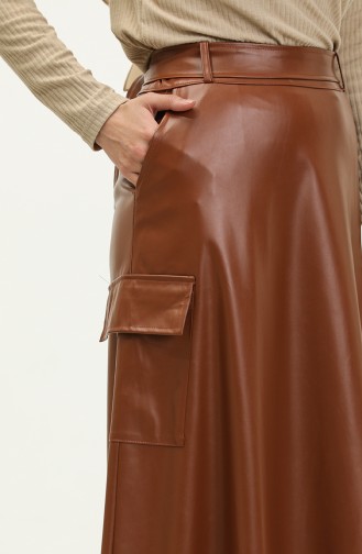 Faux Leather Pocket Skirt 24k1040-02 Tan 24K1040-02
