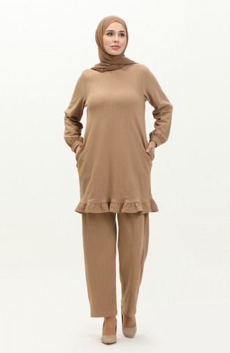 Striped Two Piece Suit  24K9076-03 Milky Coffee 24K9076-03