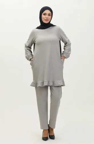Gestreifte Tunika-Hose Doppelanzug 24K9076-04 Grau 24K9076-04