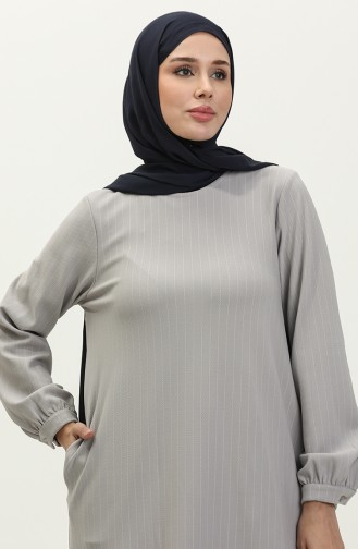 Çizgili Tunik Pantolon İkili Takım 24K9076-04 Gri