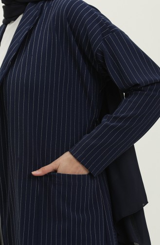 Striped Jacket Two Piece Suit 24K9074-01 Navy Blue 24K9074-01