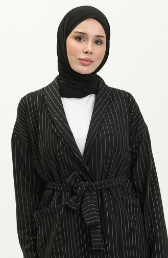 Striped Jacket Two Piece Suit 24k9074-02 Black 24K9074-02