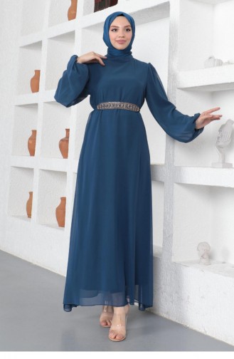 Indigo Hijab Evening Dress 14152