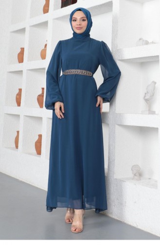 Indigo Hijab Evening Dress 14152