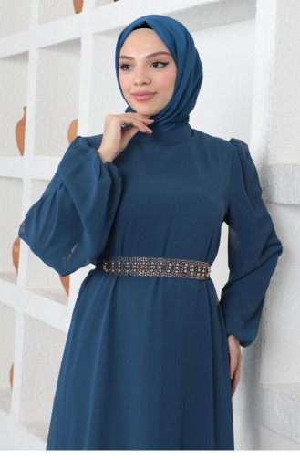 Indigo Hijab Evening Dress 14152