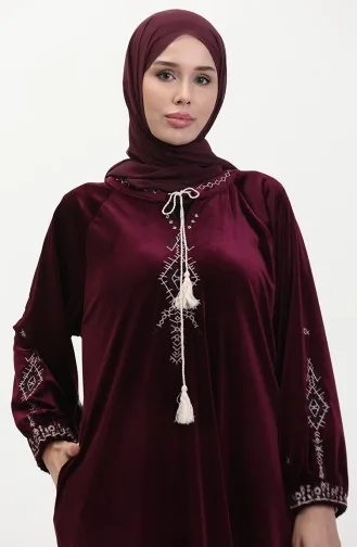 Besticktes Samtkleid in Übergröße 24K9058-04 Zwetschge 24K9058-04