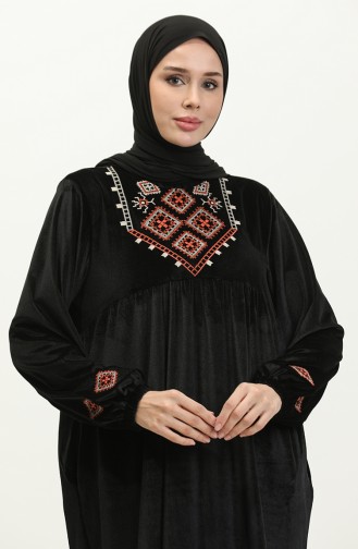 فستان مطرز مقاس كبير  24K9059-02 أسود 24K9059-02