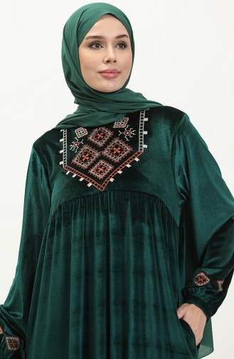 فستان مطرز مقاس كبير  24K9059-04 أخضر زمردي 24K9059-04