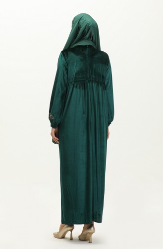 Büyük Beden Nakışlı Elbise 24K9059-04 Zümrüt Yeşili