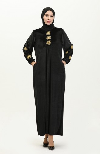 Robe Velours Brodée Grande Taille 24K9065-01 Noir 24K9065-01