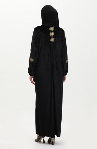 Plus Size Embroidered Velvet Dress 24k9065-01 Black 24K9065-01